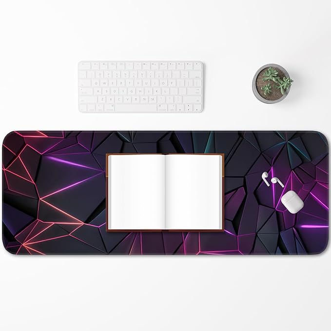 Stylish Geometric Design Gaming Mouse pad, Non-Slip Rubber Base, Stitched Edges, 31.5x11.8 inch Large Mouse pad, Suitable for Gaming and Desk Pads