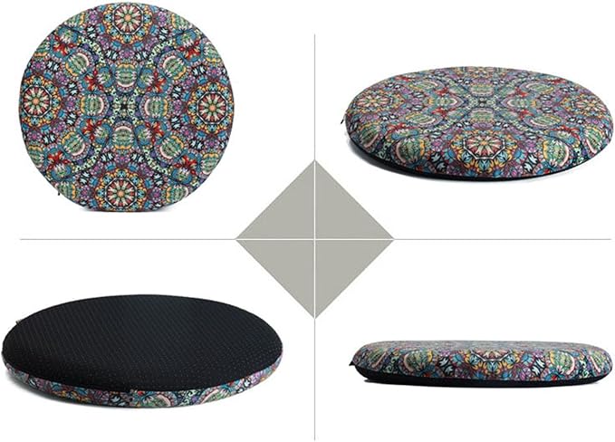 Round Memory Foam Seat Cushion 13 Inch, Round Bar Stool Cushion, Anti Slip Chair Pad, Detachable Circle Stool Cushion Machine Washable for Kitchen Dining Office Chairs High Stools Colorful Pattern