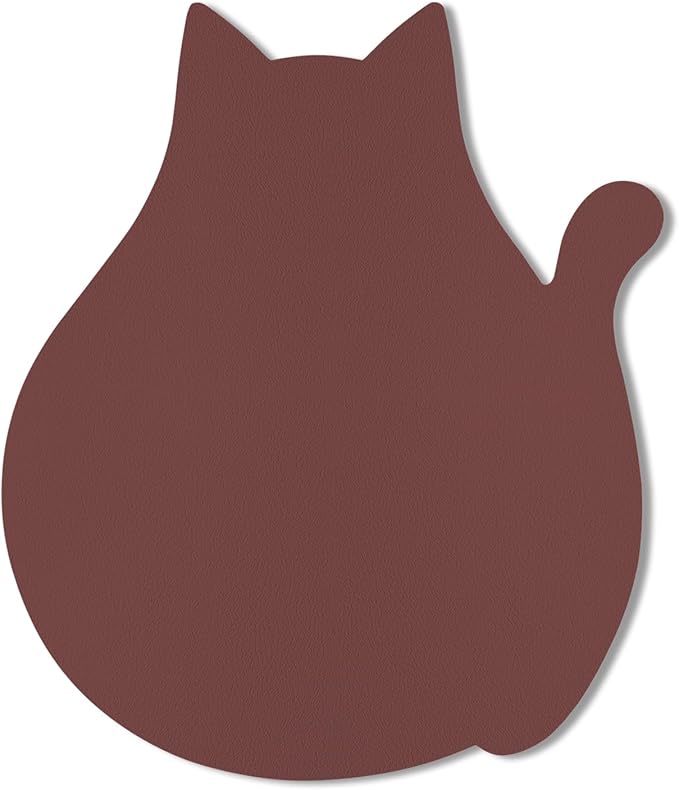 Funny Leather Mouse Pad Cute Cat Shape Office Desk Accessories Decor for Women Small Mousepad with Non-Slip Rubber Base Washable Waterproof, 9.7" x 8", Pink Purple