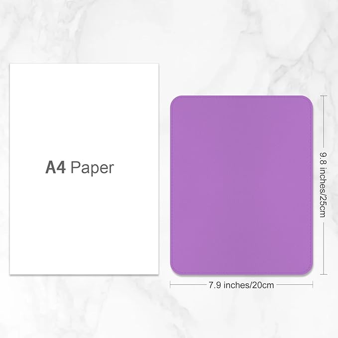 Leather Mouse Pad, Office Mouse Mat Non-Slip Rubber Base Stitched Edge Washable Waterproof Rectangular Mousepad for Office Gaming PC Laptop, 9.8" x 7.9", Purple