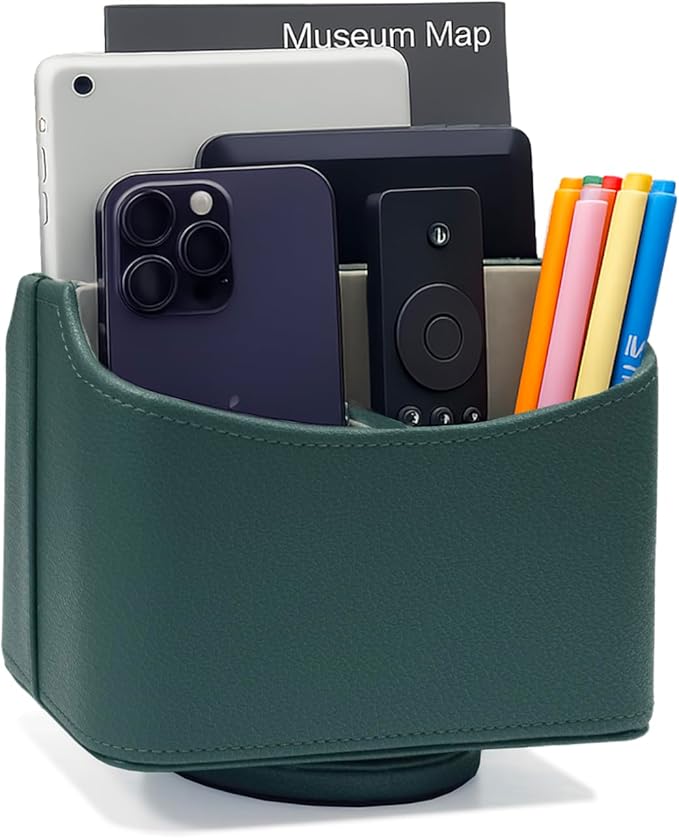 UnionBasic Rotating Desk Organizer, 360 Desk Spinning Caddy, Desktop TV Guide/Mail/Media/Remote Controller Holder Organizer,Lychee Dark Ivy