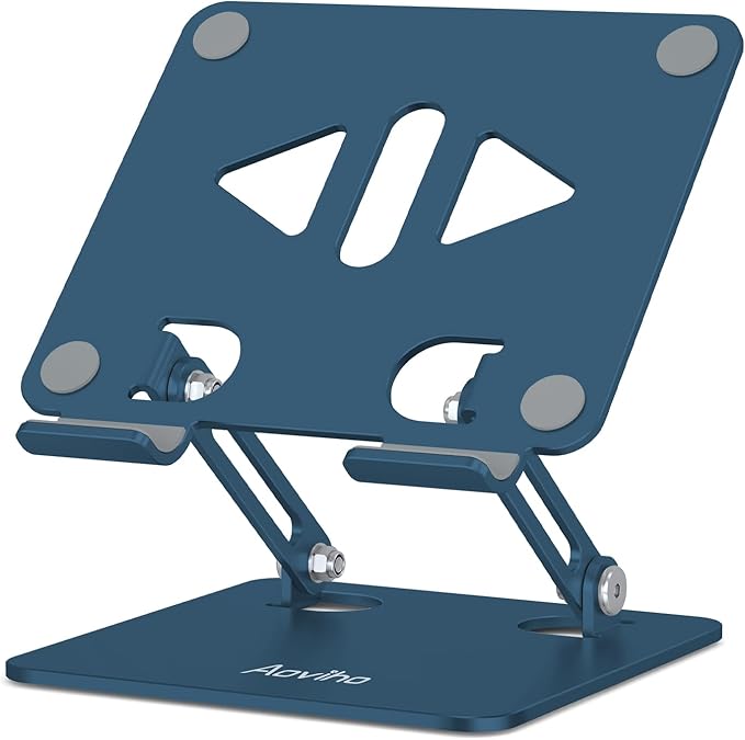 Aoviho Tablet Stand Holder for Desk Adjustable Tablet Holder - Foldable Aluminum Desktop Tablet Holder for iPad Samsung Galaxy Tabs Amazon Kindle Fire,All Tablets 4-12 inch,Navy Blue