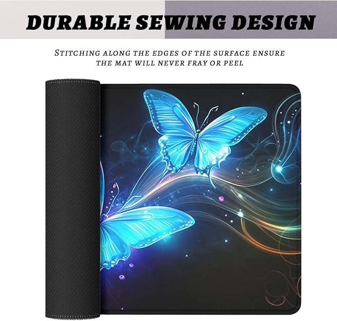 Neon Butterfly Desk Mat Magic Colorful Fantasy Dream Mousepad XL Large Gaming Mouse Pad Laptop Keyboard Mat Desk Pad 31.5"x11.8"