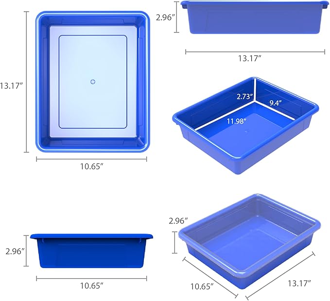 Storex Letter Size Flat Storage Tray – Organizer Bin for Classroom, Office and Home, Assorted Colors, 5-Pack (62514E05C)