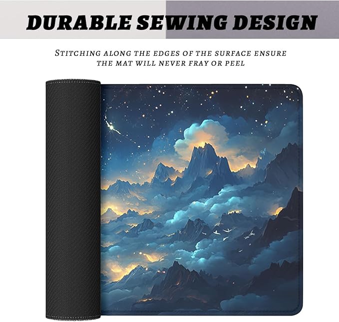 Stars Mouse Pad Night Clouds Mountains Rivers Sea Stars Large Gaming Mouse Mat with Stitched Edges,Non-Slip Waterproof Rubber Base Mous Mat 31.5x11.8 in
