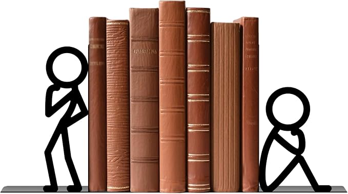 Metal Bookends Thinker Bookends Decorative Cute Book Ends for Shelves Bookshelf Home Office Desk Reading Decor Bookshelf Decor for Book Lovers Gift