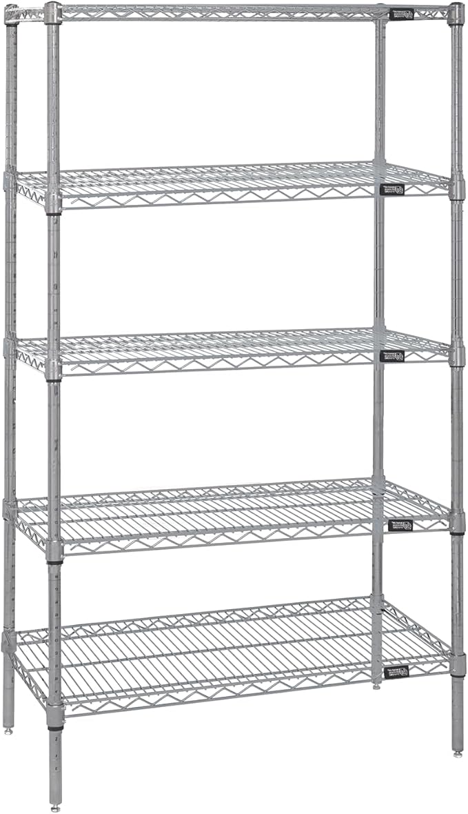 Quantum Storage Systems WR86-1272S-5 Starter Kit Wire Shelves Stainless Steel 5 Shelves 86" H x 72" W x 12" D