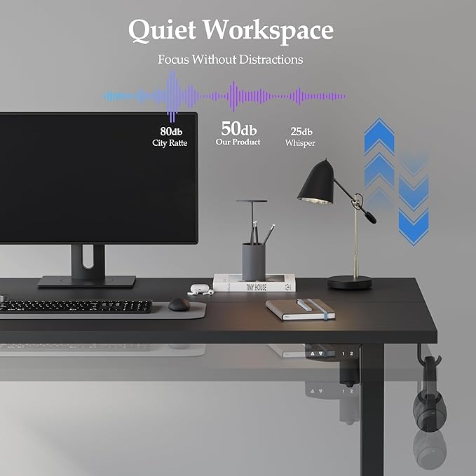 Klicelor 63 Inch Large Electric Standing Desk, Height Adjustable Office Desk, Sit Stand Up Computer Gaming Desk with Memory Preset, Three-Piece Desktop, Black