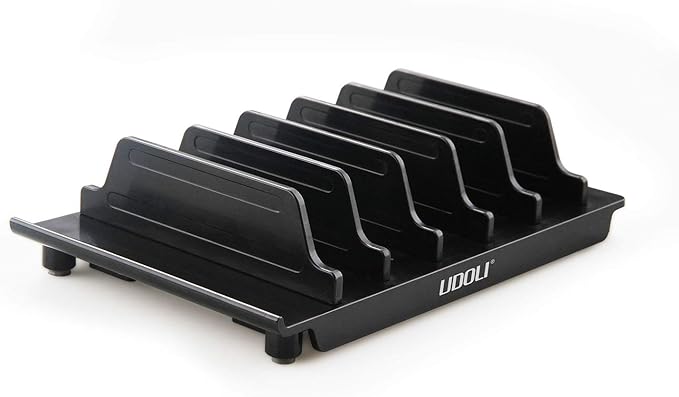 Adjustable Universal Multi Device Organizer Dock Stand Holder, Tablet Cell Phone Desktop Stand for iPhone Samsung Galaxy Google Nexus Kindle (Black)- No Charging Port