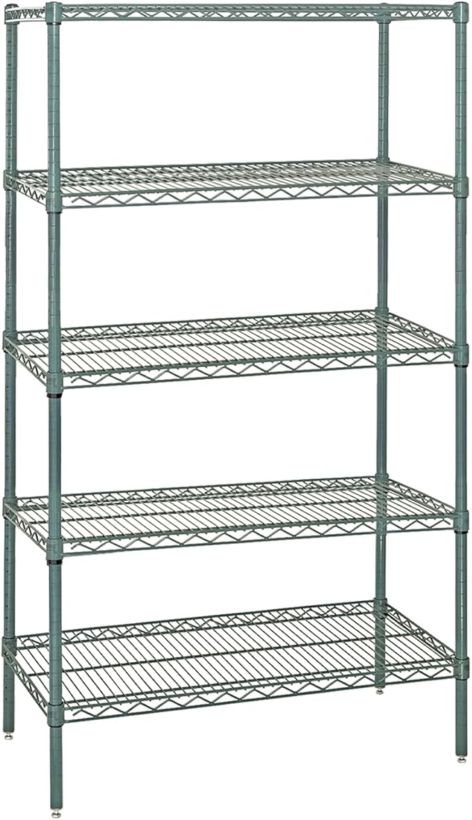 Quantum Storage Systems WR74-1260P-5 Starter Kit Wire Shelves Green Epoxy 5 Shelves 74" H x 60" W x 12" D