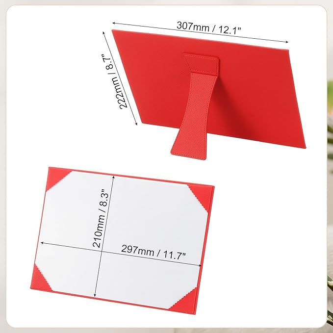 PATIKIL 8.5x11 Certificate Holder with Stand, Single-Sided Document Holders Horizontal for Award Diploma Graduation Achievement Business License, Red