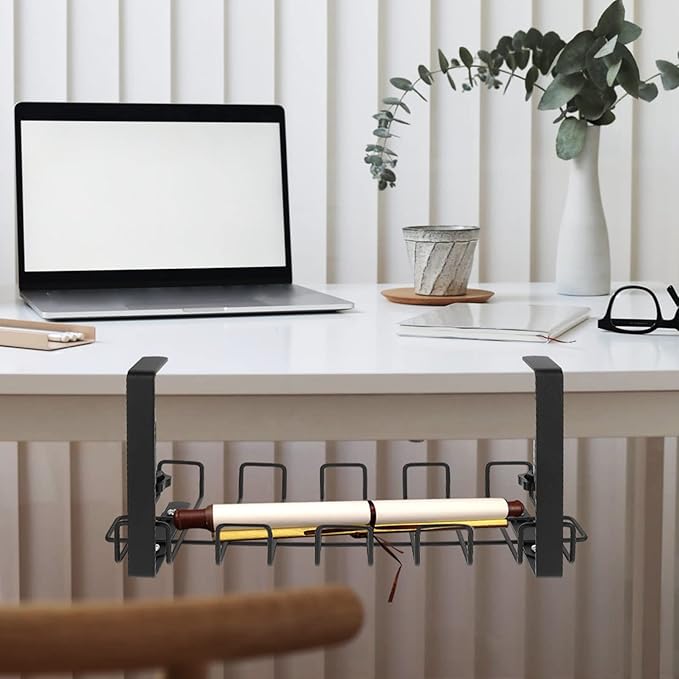 Cabilock Under Table Cable Management Rack in Wall Cable Management kit Cable Clamps Cord Desk Cable Management Rack Wire Cable Tray Under Desk Shelf Desktop Data line Office Carbon Steel