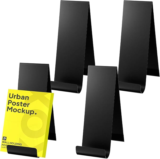 4 Pack Black Metal Brochure Holder, 8.9" Fancy Vertical Display Stand, Black Heavy Duty Elegant Flyer Brochure Holder Stand for Table Menus, Pamphlets, Countertop Literature Organizer