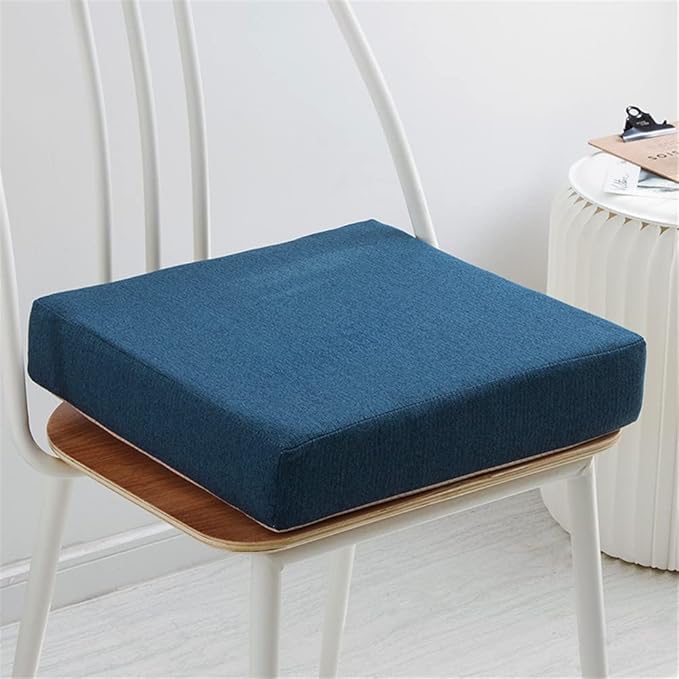 Indoor Chair Cushions Memory Foam Seat Cushion for Armchair, Non-Slip Pads Booster Comfort Pad Indoors Outdoors Car Office Sofa - Square (50X50x5cm,Dark Blue)