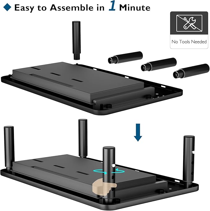BONTEC 1 Pack Adjustable Monitor Stand Riser with Drawer, Ergonomic Mesh Platform Computer Monitor Stand for Desk, Ventilated Laptop and PC Stand with Cable Management, Supports up to 44lbs