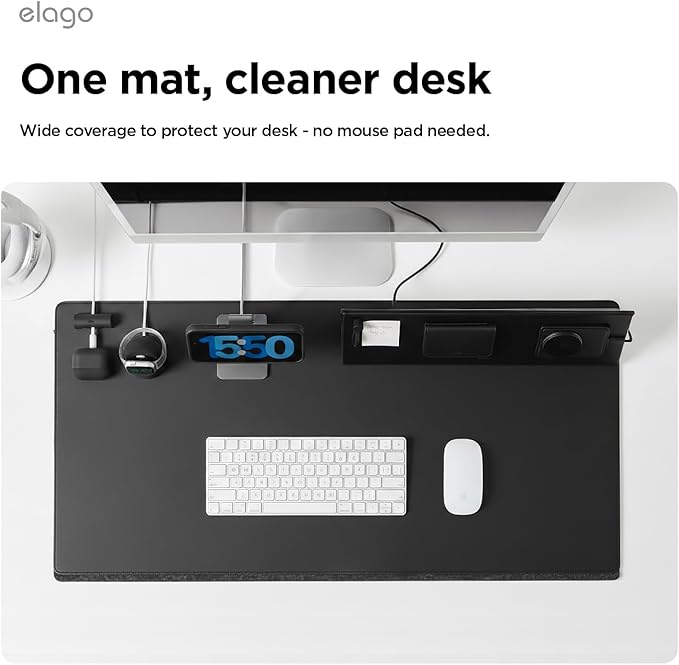 elago Smart Magnetic Desk Mat Compatible with All Magnetic Products -Paper Protector, Mouse Pad, Laptop, Non-Slip Top, Premium Waterproof Writing Pad for Office and Home (Black [Large]