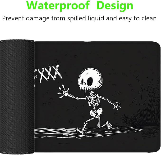 Cartoon Skull Desk Mat Funny Dog Skull Halloween Extended Gaming Mouse Pad Mat with Stitched Edge Non-Slip Base Big Mouse Pad 31.5"x11.8" Office Computer Keyboard Laptop Home