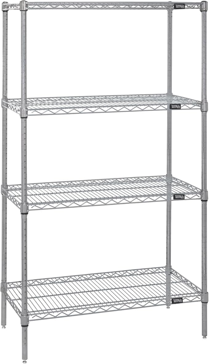 Quantum Storage Systems WR86-3672S Starter Kit Wire Shelves Stainless Steel 4 Shelves 86" H x 72" W x 36" D
