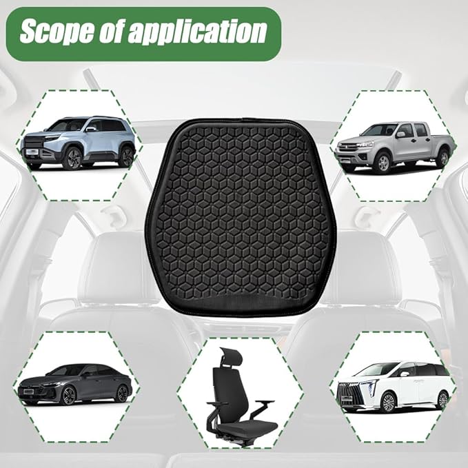 Gel Car Seat Cushion, Office Chair Cushion, Non-Slip & Comfortable Automotive Chair Protector Pad for Driving, Breathable Automotive Front Seats Pad Universal for Car SUV Truck (Black)