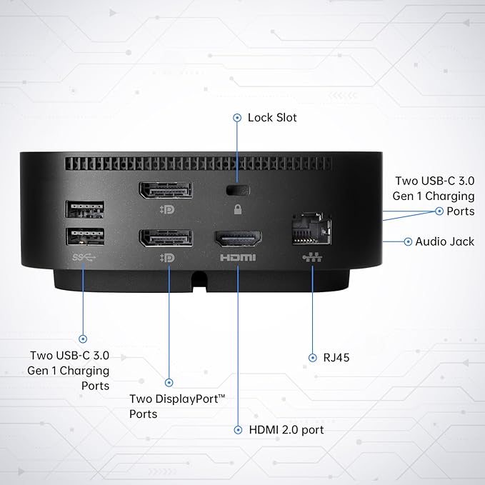 HP Docking Station for Dual Monitor Bundle - HP USB-C G5 Dock for USB-C & Thunderbolt Laptop with 120W AC Adapter + HDMI & DisplayPort Cables + USB Cable