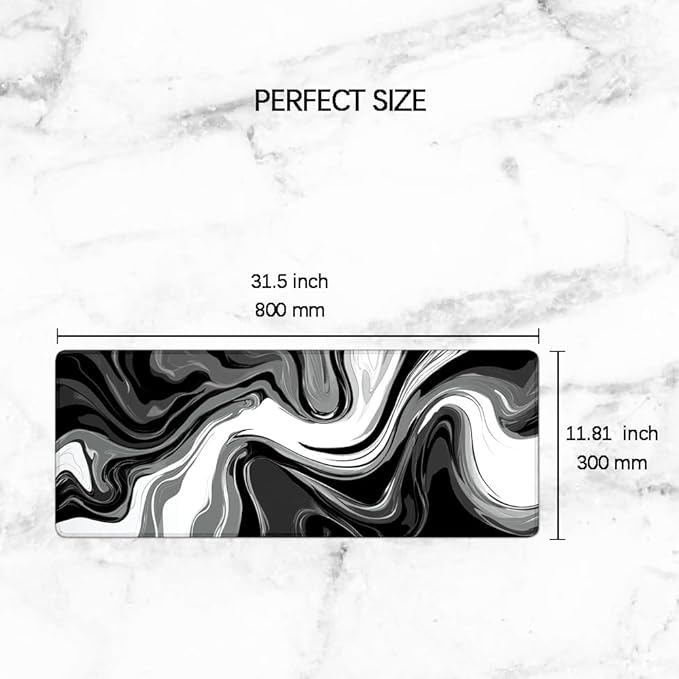 Desk Mat,Desk Pad, XXL Large Mouse Pad,Anti-Slip Big Mousepad with Stitched Edges,Extended Computer Mouse Pads for Desktop Black and White