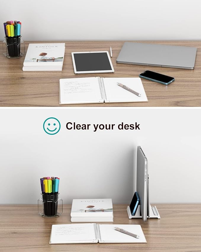 Verticle Laptop Stand,Adjustable Vertical Laptop Stand for Desk，Compatible with 11-inch to 17.3-inch Computer Stand for Laptop(White)