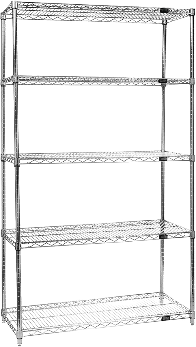 Quantum Storage Systems WR74-3636C-5 Starter Kit Wire Shelves Chrome 5 Shelves 74" H x 36" W x 36" D