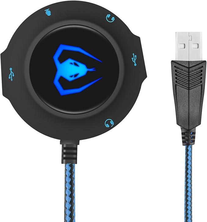 Micolindun External Sound Card USB Hubs Audio Adapter to USB Port & 3.5mm Audio & Micro Jack for PC Laptop. Plug and Play (Blue)