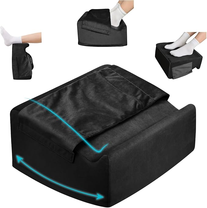 Ergonomic Foot Rest for Under Desk at Work – 15° Tilt Angle Under Desk Footrest with High-Resilience Foam, Velvet Top & Non-Slip Base, Comfortable Foot Stool for Office Chair and Home, Black