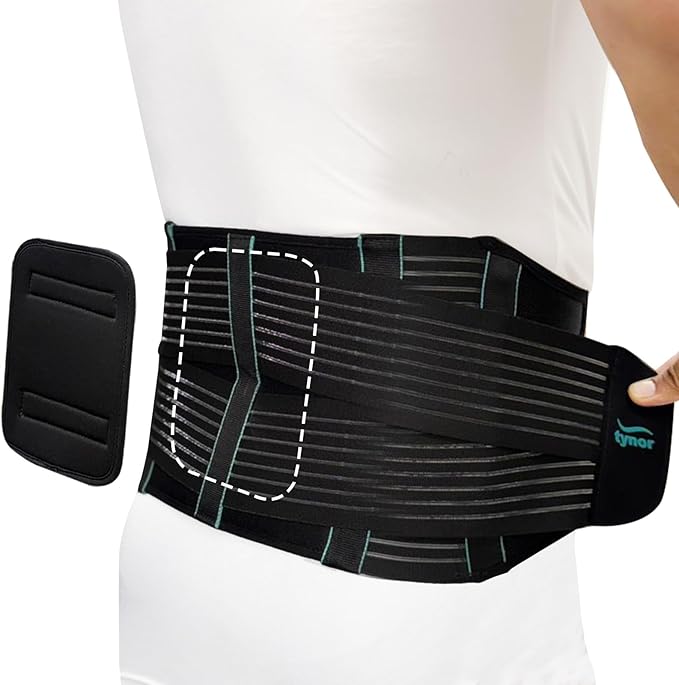 TYNOR Back Brace for Lower Back Pain with Lumbar Pad for Men & Women, Breathable Lumbar Support Brace with Adjustable Straps for Herniated Disc, Scoliosis & Lifting (XXL, Premium Black)