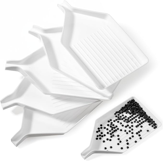 Macuezu Diamond Art Trays, 6 Pcs White Bead Sorting, Plastic Bead Organizer for Rhinestone, Diamond Art Tools and Accessories for DIY Crafts