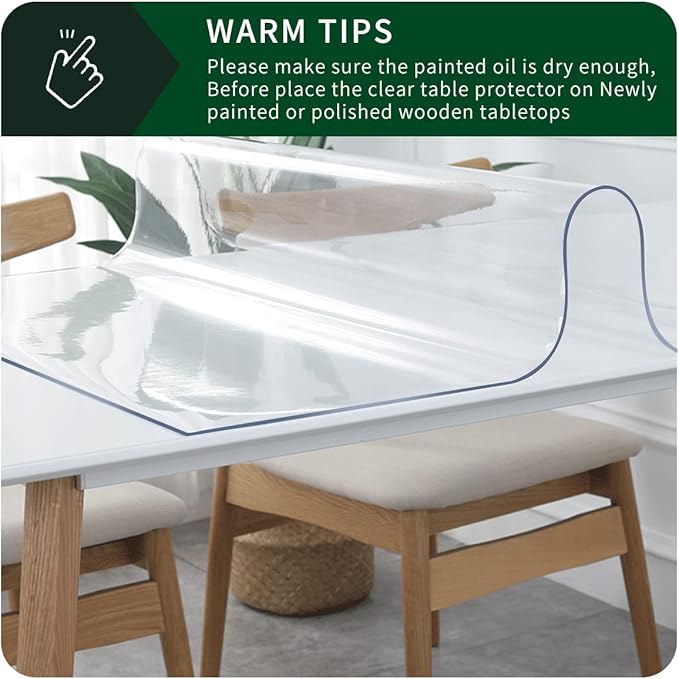 16x63 Inch Clear Plastic PVC Table Protector Rectangular Pad Mat Desk Protector for Computer Wood Coffee Kitchen Sofa Side Table Media Stand Countertop Protective Cover Waterproof Vinyl