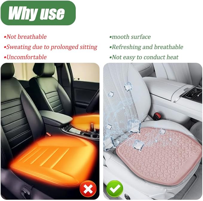 Gel Car Seat Cushion, Office Chair Cushion, Non-Slip & Comfortable Automotive Chair Protector Pad for Driving, Breathable Automotive Front Seats Pad Universal for Car SUV Truck (Pink)