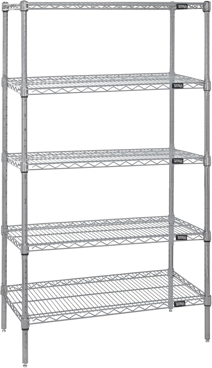 Quantum Storage Systems WR63-3048S-5 Starter Kit Wire Shelves Stainless Steel 5 Shelves 63" H x 48" W x 30" D