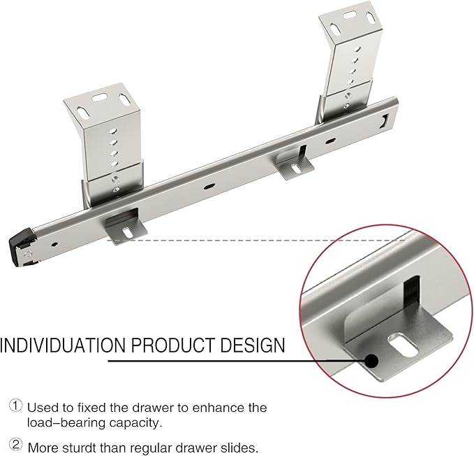 FRMSAET Heavy Duty 12/14/16/18 inches Thickness Steel Construction Ball Bearing Keyboard Slides Keyboard Drawer Slides Tray Accessories Cabinet Furniture Hardware Rails (14 inches, Silver)