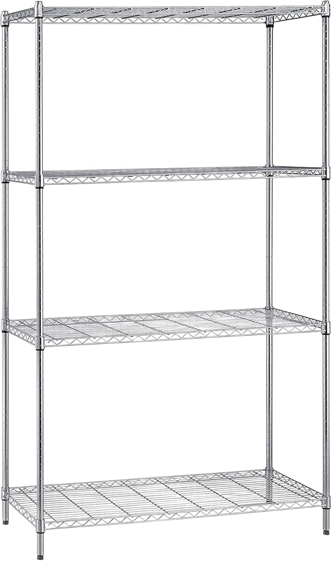 Quantum Storage Systems WR86-1836C Starter Kit for 86" High 4-Tier Wire Shelving Unit, Chrome Finish, 18" Width x 36" Length x 86" Height
