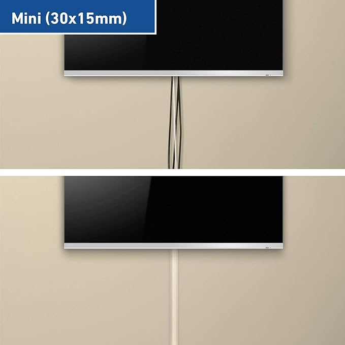 D-Line 1M3015M Mini Trunking, Electrical Cable Management Solution, Self-Adhesive Cord Cover - 30mm (W) x 15mm (H) - Magnolia (1-Meter Length)