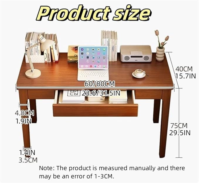 Modern Computer Desk & Chair Set, Wooden Executive Desk, Brown (60CM-23.6IN)