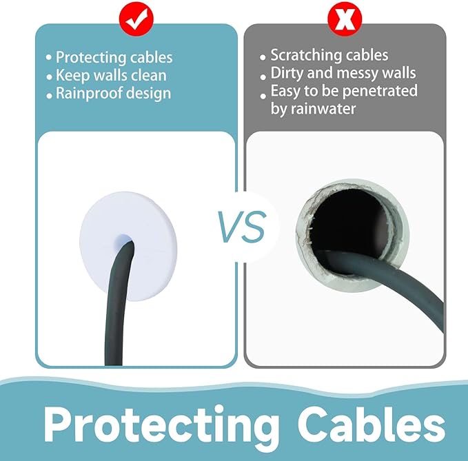 2 Pcs Starlink Cable Routing Kit for 1 Inch Wall Hole, Perforated Silicone Grommet, Cable Punch for Ethernet (White)