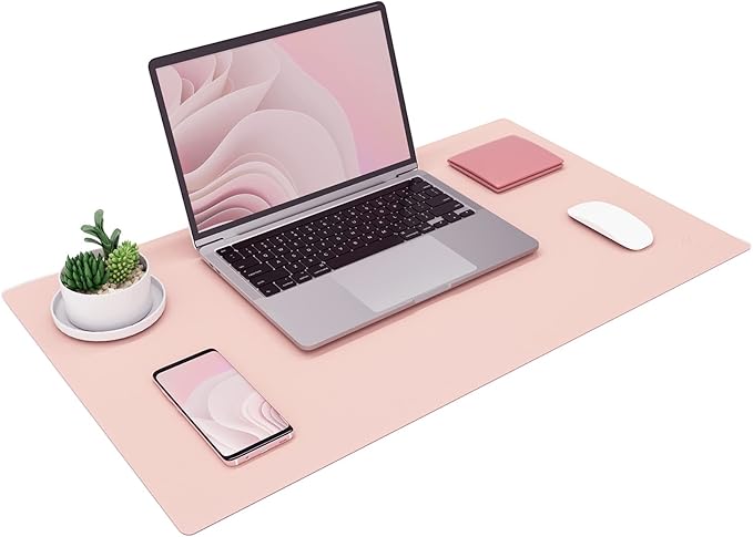 K KNODEL Non-Slip Desk Mat, Desk Pad, Desk Blotter, Desktop Mat for Desk, Small Desk Protector, Office Computer and Laptop Mat for Desk (23.6"x13.8", Pink)