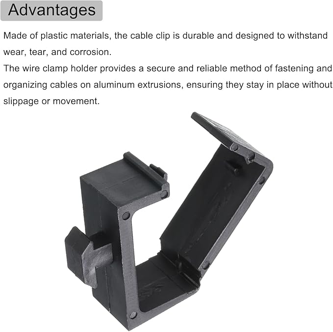 MECCANIXITY 6Pcs Single Slot Flat Cable Clamp 28.5mm Hole Dia Wire Holder ABS for 40 Series European Standard Aluminum Extrusion Black