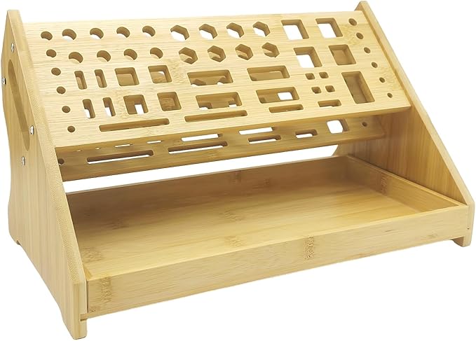 Bamboo Screwdriver Organizer - Repair Tool Storage Holder Tool Storage Organizer Workbench Desktop Rack