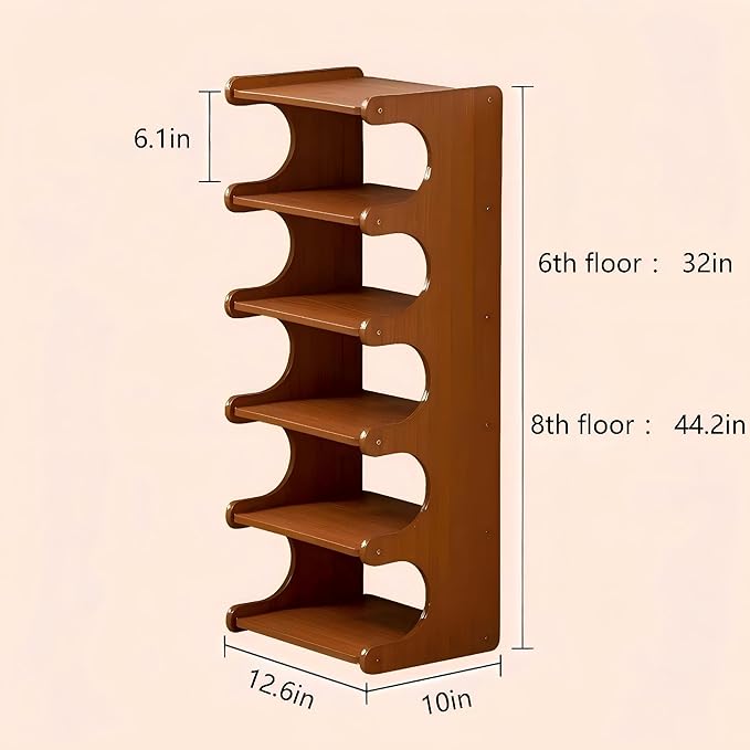 Narrow Shoe Rack for Entryway,Corner Shoe Rack— Wooden, Freestanding, Multi-Tier Shoe Storage Units Suitable for Entryways, Hallways, Bedrooms, Living Room Corners, and Compact Spaces(8th Floor)