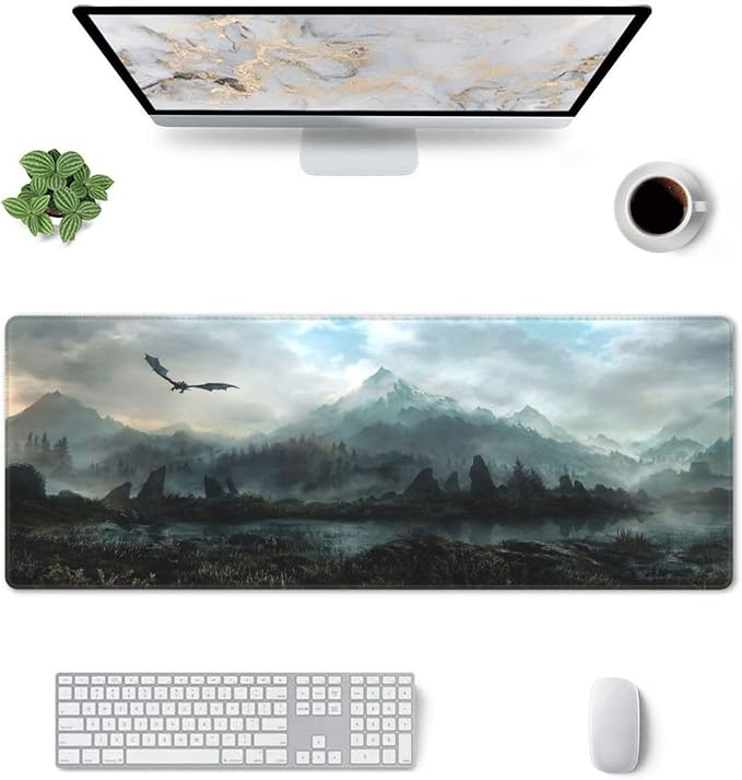 Generic Mouse Pad Non-Slip Rubber Base Mouse Pad Waterproof Desk Writing Mat for Office Home 12x31.5in, Black2