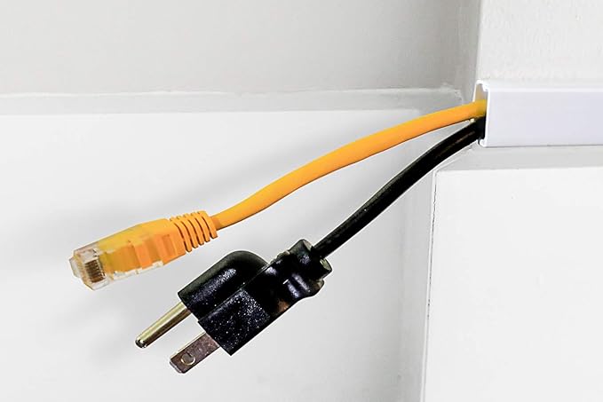 Easylife TV Wire Hider Wall Mounted 10 Feet White Cord Cover Kit for Wall Paintable Cable Raceway Adhesive Wire Concealer Wall Cable Management System