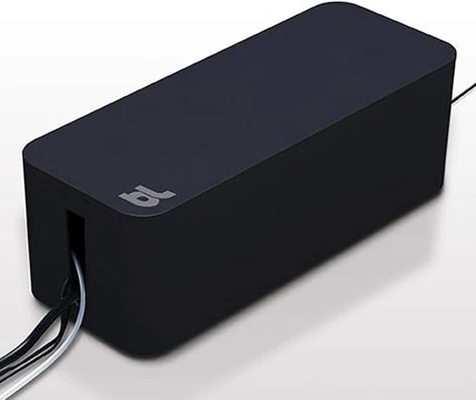 Bluelounge CableBox Cable and Cord Management System - Set of 1 Large and 1 Mini Box - Black