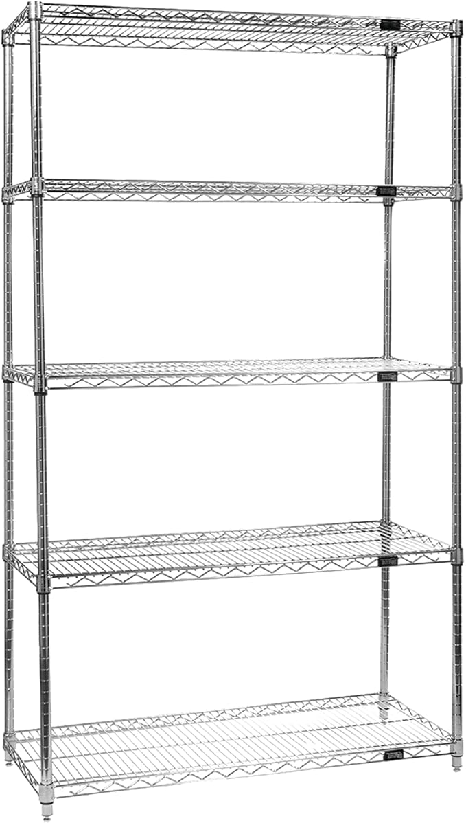Quantum Storage Systems WR86-3672C-5 Starter Kit Wire Shelves Chrome 5 Shelves 86" H x 72" W x 36" D