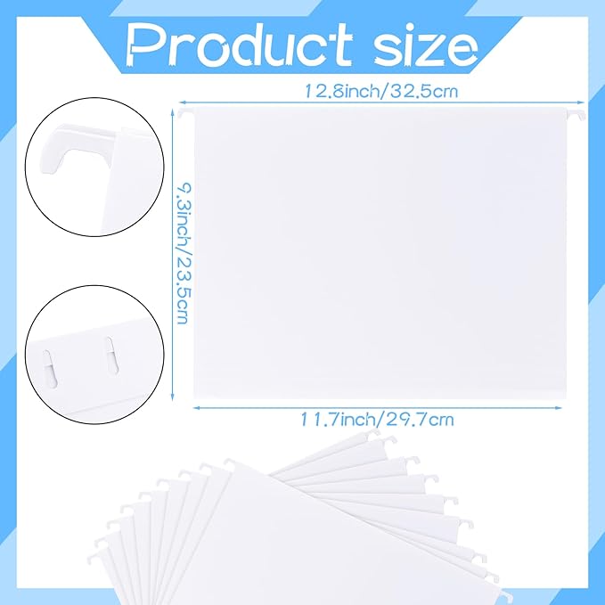 Dispowreath 12 Hanging File Folder with Acrylic Organizer for Desk Clear File Storage Box with Side Handles for Letter/ A4 Size 13.58'' x 5.5'' x 10.43'', Office Home Work Use
