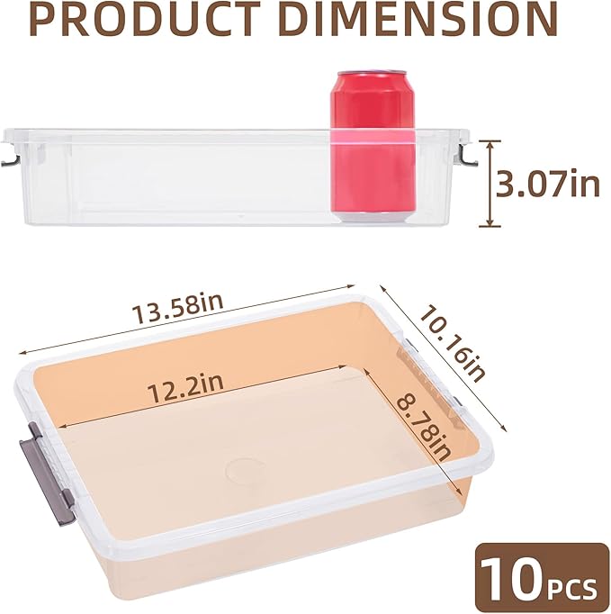 Citylife 10 PCS Plastic Storage Bins with Latching Lids Portable Project Case Clear File Box Stackable Storage Containers for Organizing A4 Paper, Photo, Document, Scrapbook
