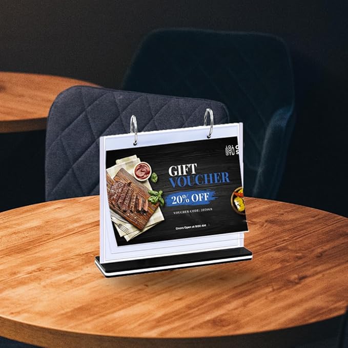 Multi-Page Flip Acrylic Display Stand - T-Shaped 8.5x11 Inches Menu/Photo/Drink/Advertisement Holder